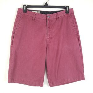 Volcom Corpo Class Shorts Mens 34 Red Pink Chino Polyester Cotton